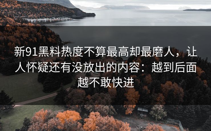 新91黑料热度不算最高却最磨人，让人怀疑还有没放出的内容：越到后面越不敢快进