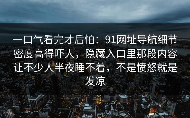 一口气看完才后怕:91网址导航细节密度高得吓人,隐藏入口里那段内容让不少人半夜睡不着,不是愤怒就是发凉