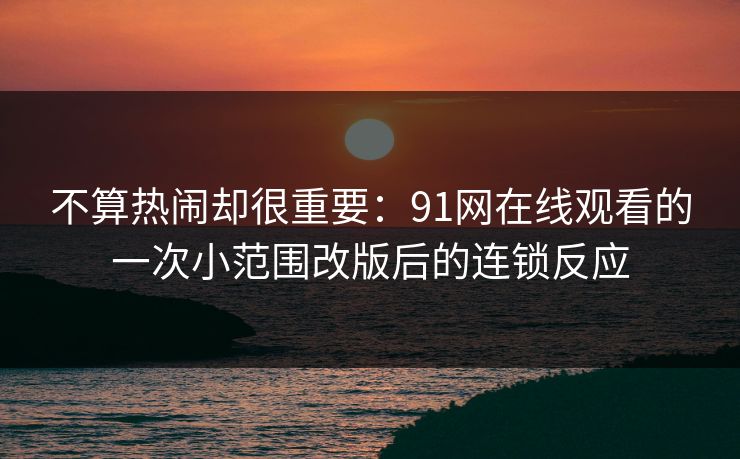 不算热闹却很重要：91网在线观看的一次小范围改版后的连锁反应