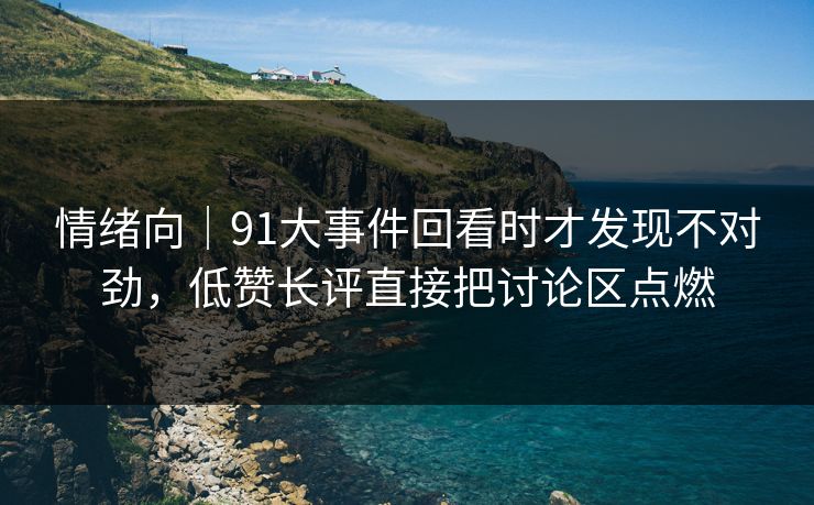 情绪向|91大事件回看时才发现不对劲,低赞长评直接把讨论区点燃