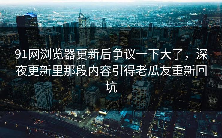 91网浏览器更新后争议一下大了，深夜更新里那段内容引得老瓜友重新回坑