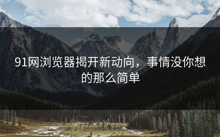 91网浏览器揭开新动向，事情没你想的那么简单