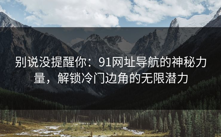 别说没提醒你：91网址导航的神秘力量，解锁冷门边角的无限潜力