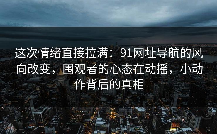 这次情绪直接拉满：91网址导航的风向改变，围观者的心态在动摇，小动作背后的真相