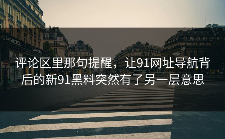 评论区里那句提醒，让91网址导航背后的新91黑料突然有了另一层意思