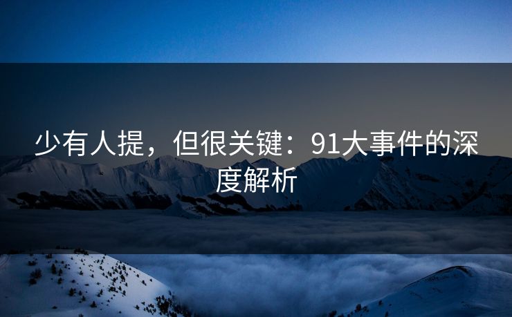少有人提，但很关键：91大事件的深度解析