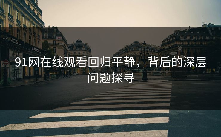 91网在线观看回归平静，背后的深层问题探寻
