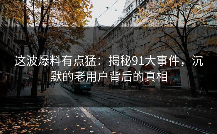 这波爆料有点猛：揭秘91大事件，沉默的老用户背后的真相
