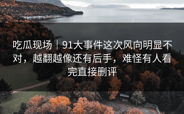吃瓜现场｜91大事件这次风向明显不对，越翻越像还有后手，难怪有人看完直接删评
