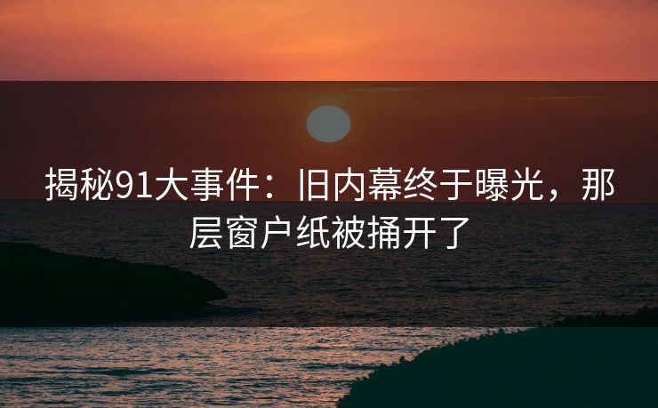揭秘91大事件：旧内幕终于曝光，那层窗户纸被捅开了