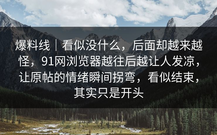 爆料线｜看似没什么，后面却越来越怪，91网浏览器越往后越让人发凉，让原帖的情绪瞬间拐弯，看似结束，其实只是开头